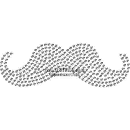 Gentleman Moustache Rhinestone Heat Design for Mask